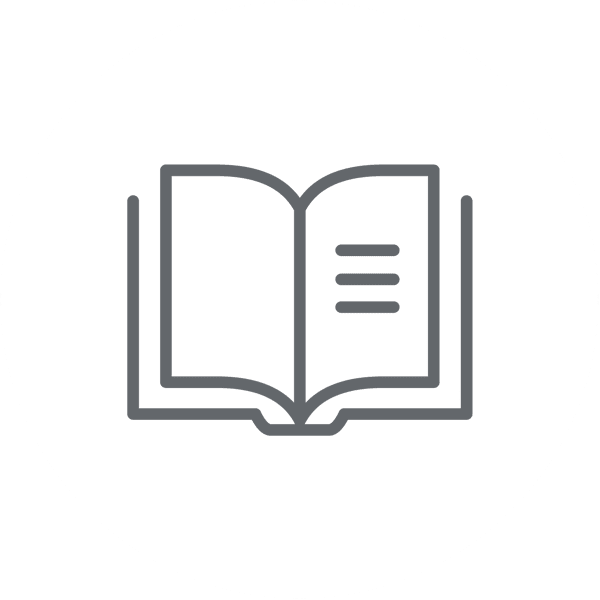 a line icon of a book opened to a page